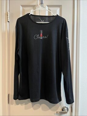 Cheers Embellished Black Long-Sleeve Tee - M